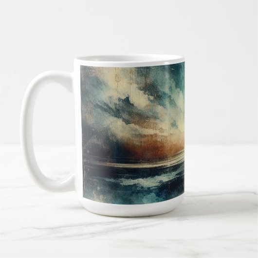 Blaue stürmische Meereslandschaft altes Foto Kaffeetasse (Links)