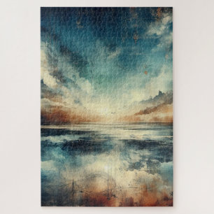 Blaue stürmische Meereslandschaft altes Foto Puzzle
