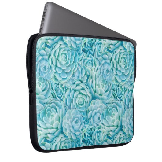Blaue Succulents Laptopschutzhülle (Vorne Rechts)