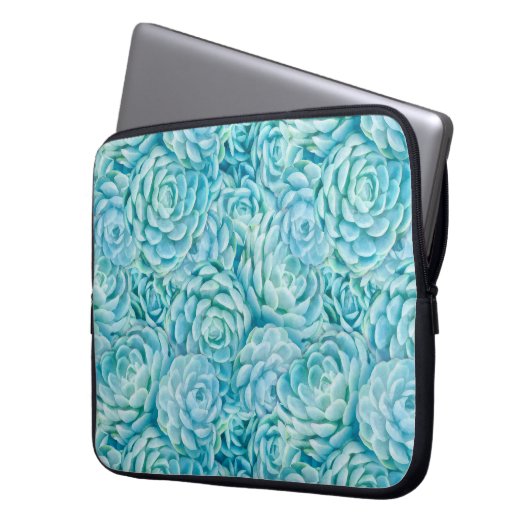 Blaue Succulents Laptopschutzhülle (Vorderseite Links)