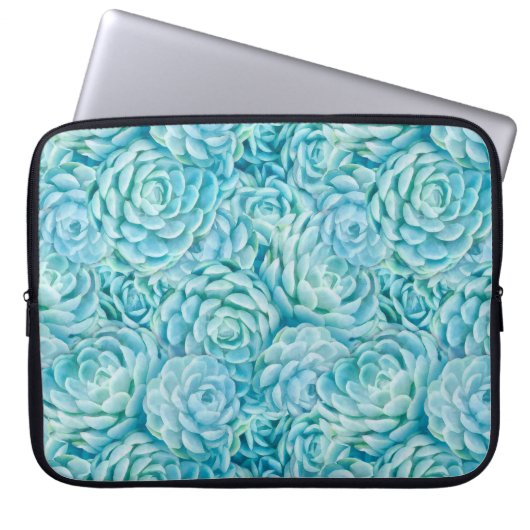 Blaue Succulents Laptopschutzhülle (Vorderseite)