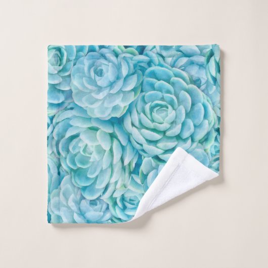 Blaue Sukkuline Badhandtuch Set (Waschlappen)