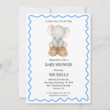 Blaue süße Baby-Elefanten-Baby-Shower-Einladung