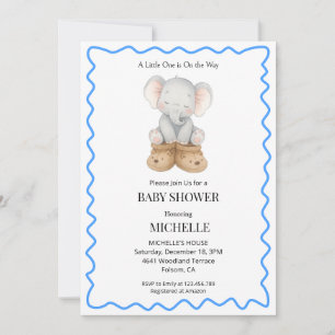Blaue süße Baby-Elefanten-Baby-Shower-Einladung Einladung