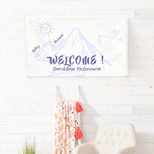 Blaue süße Berg-Themen-Baby-Party Begrüßung Banner