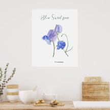 Blaue süße Blume botanische Wasserfarbe
