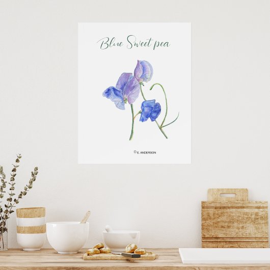 Blaue süße Blume botanische Wasserfarbe Poster (Küche)