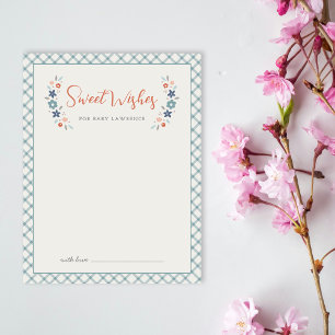 Blaue süße Blumenwünsche für Baby Shower Karte