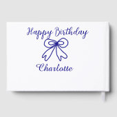 Blaue SÜSSE HINZUFÜGEN NAME BABY Geburtstag Gästebuch (Rückseite)