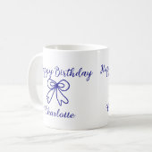 Blaue SÜSSE HINZUFÜGEN NAME BABY Geburtstag Kaffeetasse (Vorderseite Links)