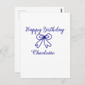 Blaue SÜSSE HINZUFÜGEN NAME BABY Geburtstag Postkarte (Vorne/Hinten)