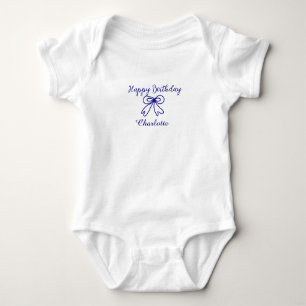 Blaue SÜSSE HINZUFÜGEN NAME BABY Geburtstag Strampler