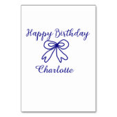 Blaue SÜSSE HINZUFÜGEN NAME BABY Geburtstag Tischnummer (Rückseite)