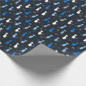 blaue süße Katzenmuster Geschenkpapier (Ecke)
