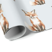 Blaue süße lächelnde Füchse Geburtstag Geschenkpapier (Rolleneckpunkt)