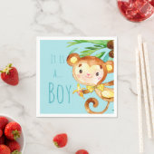 Blaue süße Monkey Baby Boy Ankündigung 2 Serviette (Beispiel)