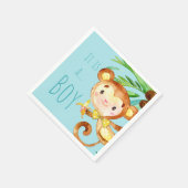 Blaue süße Monkey Baby Boy Ankündigung 2 Serviette (Ecke)