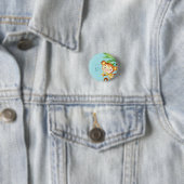 Blaue süße Monkey-Baby-Junge-Ankündigung 2 Button (Beispiel)