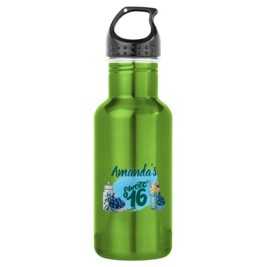 Blaue Süße Sechzehn Wasserflasche (Vorderseite)