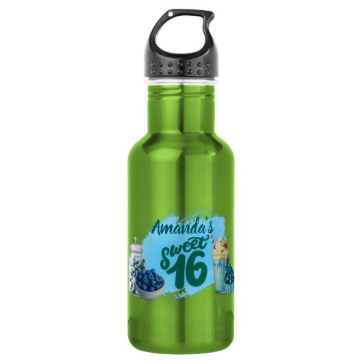 Blaue Süße Sechzehn Wasserflasche (Vorderseite)