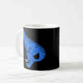 Blaue T-Rex auf grauem Aufkleber Kaffeetasse (Vorderseite Links)