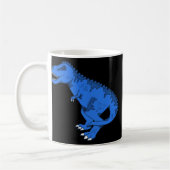Blaue T-Rex auf grauem Aufkleber Kaffeetasse (Links)