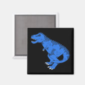 Blaue T-Rex auf grauem Aufkleber Magnet (Vorderseite/Rückseite)