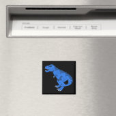 Blaue T-Rex auf grauem Aufkleber Magnet (In Situ (Geschirrspüler))