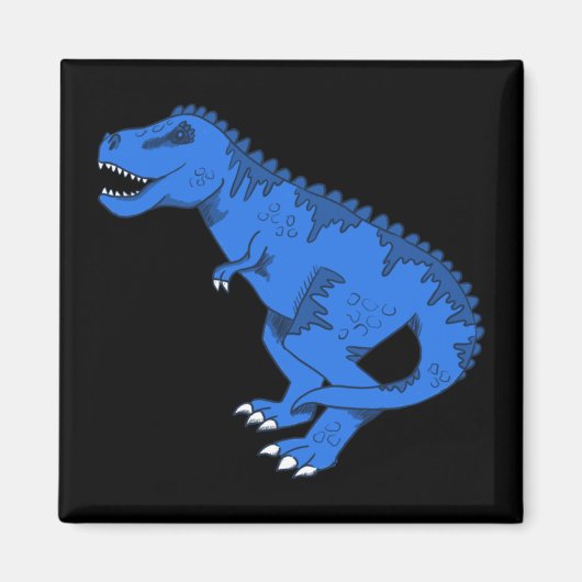 Blaue T-Rex auf grauem Aufkleber Magnet (Vorne)