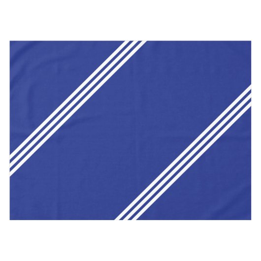 Blaue Tablette mit weißem Streifen oder Farben aus Tischdecke (Vorderseite (Horizontal))