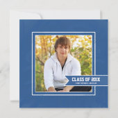 Blaue Tafel-Abschluss-Einladung mit Foto Einladung (Rückseite)