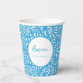 BLAUE TALAVERA BRAUTPARTY PAPPBECHER (Vorderseite)