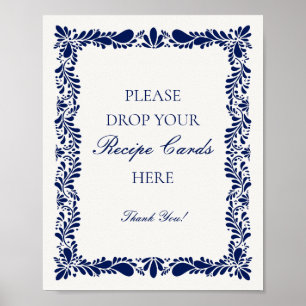 Blaue Talavera-Fliese Spanisch Rezept zur Hochzeit Poster