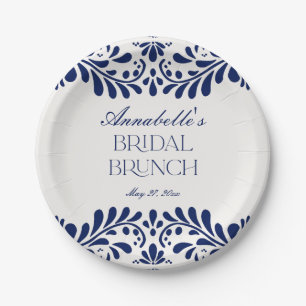 Blaue Talavera-Fliese Spanische Fiesta-Brautparty Pappteller
