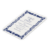 Blaue Talavera-Fliese Spanisches Fest Save the Dat Magnet (Linke Seite)