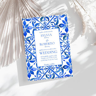 Blaue Talavera-Fliesen vintage mexikanische Hochze Einladung