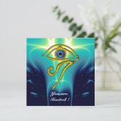 BLAUE TALISMAN, Aqua blue, Aquamarin Einladung (Stehend Vorderseite)