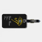 BLAUE TALISMAN, GOLD HORUS AUGE Schwarz-weiß Gepäckanhänger (Rückseite horizontal)
