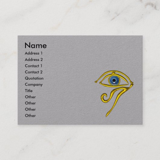 BLAUE TALISMAN Gold Horus Eye, Graupapier Visitenkarte (Vorderseite)