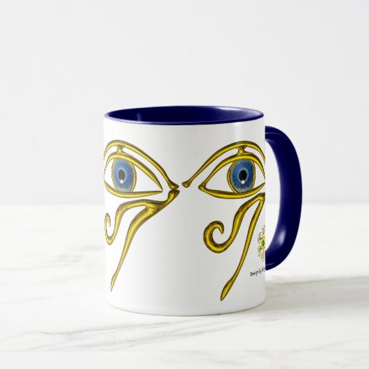 BLAUE TALISMAN / GOLD HORUS EYE White Tasse (VorderseiteRechts)