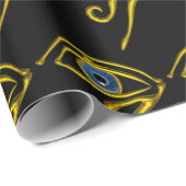 BLAUE TALISMAN HORUS EYE Gold Black Egytian Patter Geschenkpapier (Rolleneckpunkt)