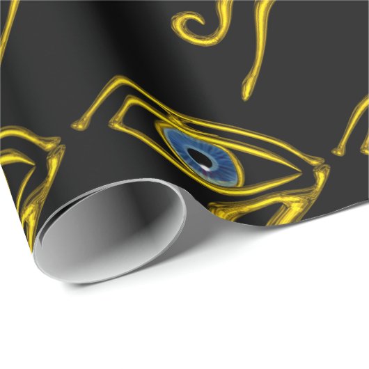 BLAUE TALISMAN HORUS EYE Gold Black Egytian Patter Geschenkpapier (Rolleneckpunkt)