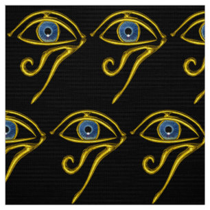BLAUE TALISMAN HORUS EYE Gold Black Egytian Patter Stoff