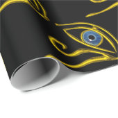 BLAUE TALISMAN / HORUS EYE Gold Schwarzes Muster Geschenkpapier (Rolleneckpunkt)