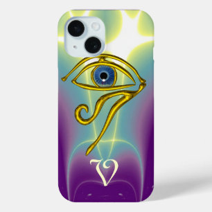 BLAUE TALISMAN MONOGRAMM Aquamarin, Lila iPhone 15 Hülle
