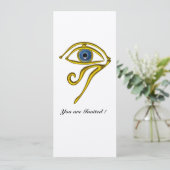 BLAUE TALISMAN, Schwarz-Weiß-Champagner-Metallic Einladung (Stehend Vorderseite)