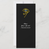 BLAUE TALISMAN, Schwarz-Weiß-Champagner-Metallic Einladung (Rückseite)