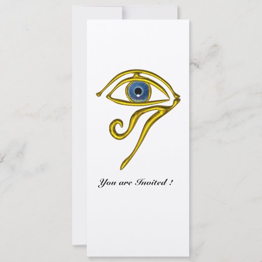 BLAUE TALISMAN, Schwarz-Weiß-Champagner-Metallic Einladung (Vorderseite)