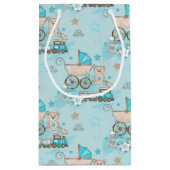 BLAUE & TAN BABY BOY PRAM BAR TRAINS KLEINE GESCHENKTÜTE (Rückseite)