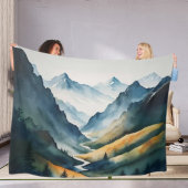 Blaue Tan-Bergszene Fleecedecke